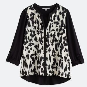 Daniel Rainn Mixed Material Animal Patterned Blouse
